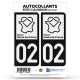 2 Stickers plaque immatriculation Auto 02 Hauts-de-France - LT bi-ton Carbone-Style