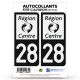 2 Stickers plaque immatriculation Auto 28 Centre - LT bi-ton Carbone-Style