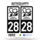 2 Stickers plaque immatriculation Auto 28 Centre-Val de Loire - LT bi-ton Carbone-Style