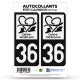 2 Stickers plaque immatriculation Auto 36 Centre-Val de Loire - LT bi-ton Carbone-Style