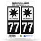 2 Stickers plaque immatriculation Auto 77 Île-de-France - LT bi-ton Carbone-Style