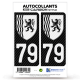 2 Stickers plaque immatriculation Auto 79 Nouvelle-Aquitaine - LT bi-ton Carbone-Style