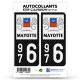 2 Stickers plaque immatriculation Auto 976 Mayotte - LT Carbone-Style