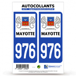 2 Autocollants plaque immatriculation Auto 976-H Mayotte - LogoType