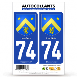 2 Autocollants plaque immatriculation Auto 74 Les Gets - Armoiries