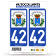 2 Autocollants plaque immatriculation Auto 42 Roanne - Armoiries