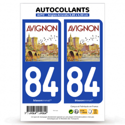 2 Autocollants plaque immatriculation Auto 84 Avignon - Ville