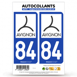 2 Autocollants plaque immatriculation Auto 84 Avignon - l'Exception