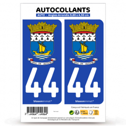 2 Autocollants plaque immatriculation 44 Le Pouliguen - Armoiries