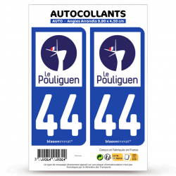 2 Autocollants plaque immatriculation 44 Le Pouliguen - Ville